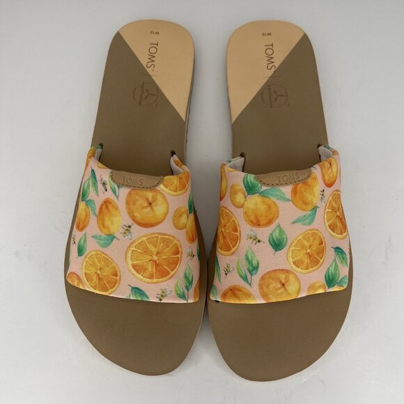 TOMS Earthwise Bee Fruit Sandals Comfort Slip-On Women's Size 12 Slides - Picture 5 of 9